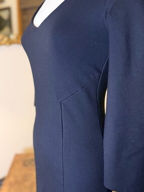 Felicity & Coco Navy V-Neck Heavy Stretch Fitted Dress w/Full Back Zipper
